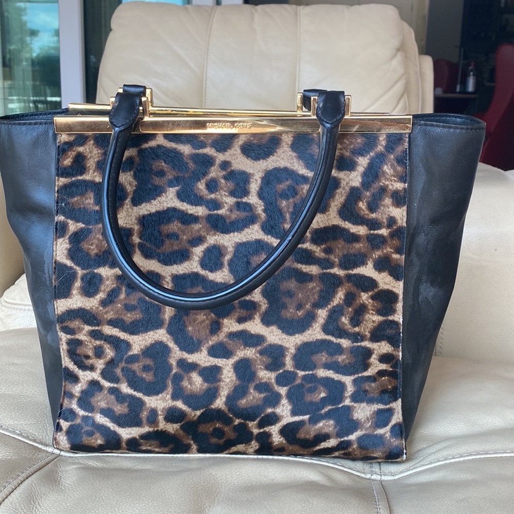Michael Kors Lana Leopard-print Hair Calf and Leather Tote Leopard